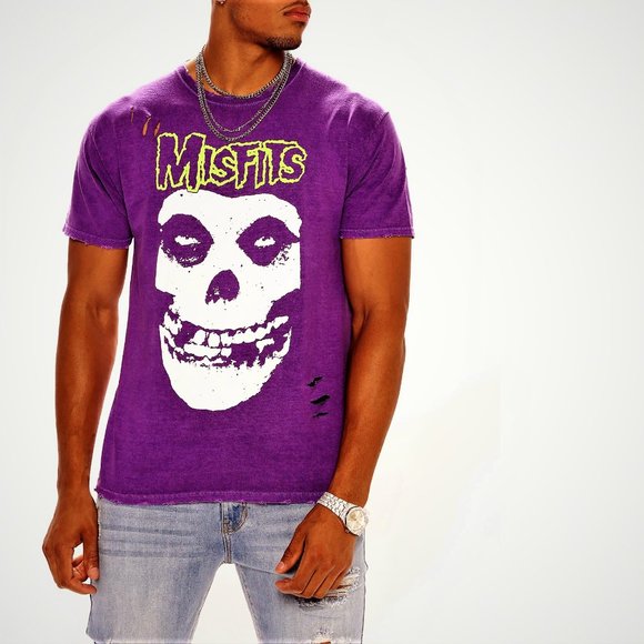 Misfits Other - Misfits Fiend Logo punk rock Mineral Wash Destroyed Official T-Shirt XL NWT